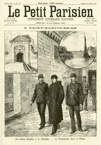 Alfred Dreyfus i fängelset i Saint-Martin-de-Re, Frankrike (gravyr) av French School