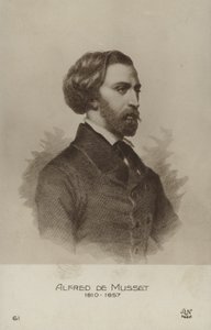 Alfred de Musset, fransk dramatiker, romanförfattare och poet (litografi) av French School