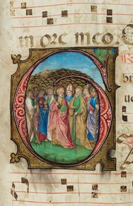 All Saints, Gradual, f.85 (bläck, tempera & bladguld på pergament) av French School