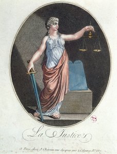 Allegory of Justice, publicerad av J. Chereau, Paris, 1792 av French School