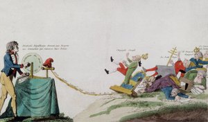 Allegori om den franska revolutionen som tar bort alla troner för de krönta rånarna av French School