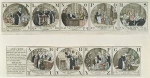 Alfabetets primer som visar arbetet av Systrarna av välgörenhet, tidigt 1800-tal (färgstick) av French School