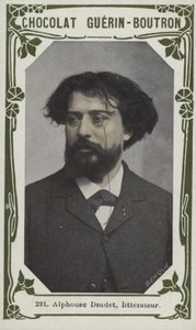 Alphonse Daudet, litterateur (färgad bild) av French School