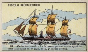 Amerikansk hjulångare Savannah (chromolitho) av French School