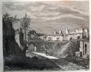 Amfiteatern i Frejus - gravyr i "La France illustrée: geografi, historia, statistisk administration" av V.A. Malt-Brown. 1884 av French School