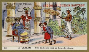 En publik med en hög dignitär, Ceylon (chromolitho) av French School
