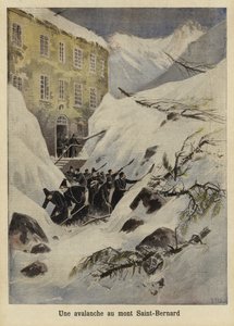 En lavin vid Great St Bernard Pass, Schweiz, 1897