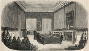 En examen i styrelserummet på School of Law i Paris - Gravyr i "" Tableau-de-Paris"" av Edmond Texier 1852 av French School