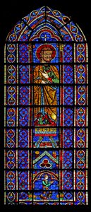 En oidentifierad figur med givaren - en Mauclerc nedan (w120) av French School