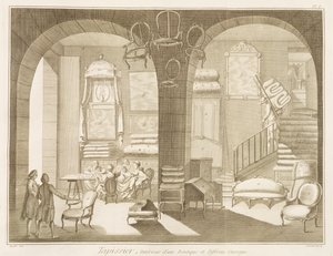 En tapetserare, från Encyclopedie des Sciences et Metiers av Denis Diderot (1713-84) publicerad ca 1770 av French School