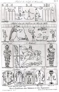 Forntida egyptiska och persiska religiösa och astronomiska illustrationer och symboler av French School