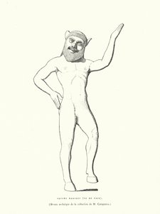 Forntida grekisk bronsfigur av en dansande satyr (gravyr) av French School