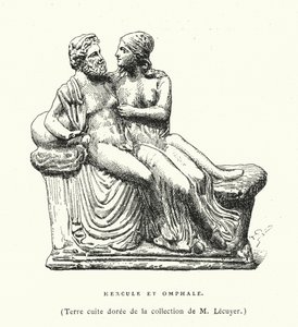 Forntida grekisk terrakottaskulptur av Hercules och Omphale (gravyr) av French School