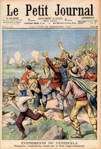 Anglo-tysk intervention i Venezuela 1902-1903 - Första sidan av "" Le Petit Journal"" av 28 december 1902: händelser i Venezuela: Venezuelanska båtar sänktes av engelsk och tysk flotta (gravyr) av French School