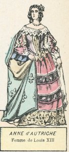 Anne av Österrike, Ludvig XIII:s hustru (färgad gravyr) av French School
