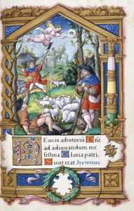 Bebådelse till herdarna, från en timbok gjord för Francois I, ca 1532-1540 av French School
