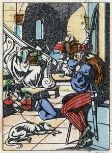 Anonym illustration för "La belle au bois dormant", berättelse av Charles Perrault (1628-1703), fransk författare. Trästick av Imaging Pellerin - Epinal, sd. Sent 1800-tal. av French School