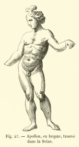 Apollo, i brons, hittad i Seine (gravyr) av French School