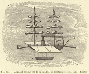 Flygplan designat av de la Landelle på framsidan av hans bok: Aviation (gravyr) av French School