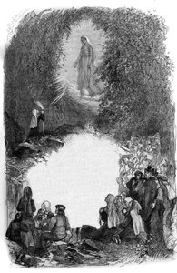 Jungfru Marias utseende för Bernadette Soubirous (1844-1879) i grottan Lourdes, Hautes Pyrenees (65) av French School