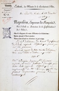 Utnämning av Napoleon av André Marie Ampère till inspektör för Polytechnique - Obligatoriskt omnämnande: Archives of the Bibl. från Ecole Polytechnique av French School