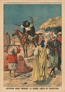 Arabisk agitator som predikar det heliga kriget i Tripolitanien, illustration från 