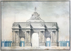 Triumfbågen, ca 1810 (wc med penna och bläck på papper) av French School