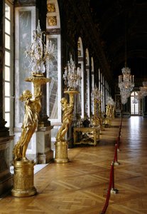 Arkitektur: utsikt över det restaurerade isgalleriet. Versailles. Musée du Chateau av French School
