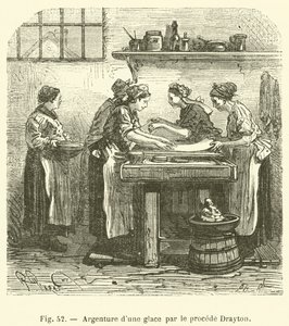 Försilvraning av en spegel med Drayton-processen (gravyr) av French School