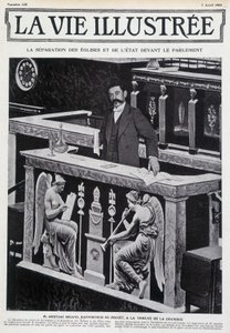 Aristide Briand på kammarens läktare (separation av kyrka och stat) -i "" La Vie Illustrée""" av 1905-04-07. av French School