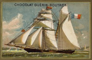 Beväpnad torskfiskeskoner (chromolitho) av French School