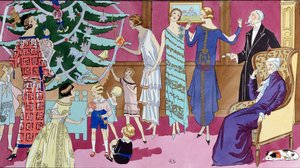 Runt julgranen, modetallrik från tidningen Art Gout Beaute, december 1923 av French School
