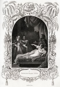 Arrestering av påven Silvere (Silverio) (påven från 536 till 537). Gravyr för att illustrera Histoire des popes av Maurice Lachatre (1814-1900), librairie du progres, Paris. av French School