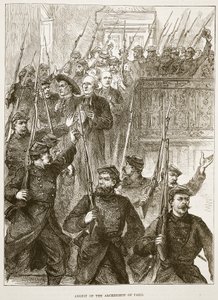 Arrestering av ärkebiskopen av Paris, mars 1871, illustration från Cassells historia om kriget mellan Frankrike och Tyskland, 1870-1871 av French School