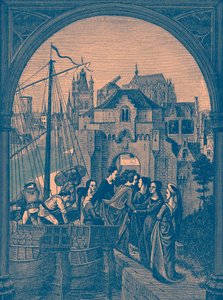 "Ankomst till Köln av tyrannen Maximus flotta" av French School