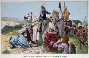 Korsfararnas ankomst före Jerusalem (1099) av French School
