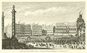 Drottningens ankomst till Hôtel de Ville, Dauphins födelsedag, 21 och 23 januari 1782 av French School
