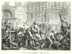 Ankomsten av hertigen av Orleans till Hôtel de Ville (gravyr) av French School