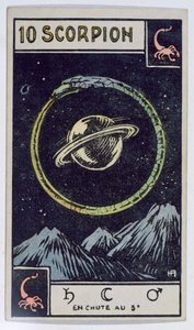 Astrologiskt tarotkort som visar Skorpionen av French School