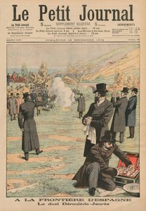 Vid den spanska gränsen, duell mellan Paul Deroulede och Jean Jaures, illustration från Le Petit Journal, Supplement illustre, 18 december 1904