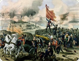 Attack vid Pont de Neuilly och Courbevoie, 2 april 1871 (litografi)