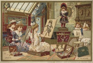 Au Bon Marche-kort med barnspel av French School