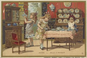 Au Bon Marche-kort med barnspel av French School