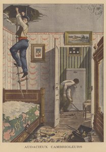 Fräcka inbrottstjuvar (lito i färg) av French School