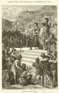Augustus etablerar i Lyon centrum för Galliens regering (gravyr) av French School