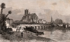 Auxerre - Bourgogne-Franche-Comte - gravyr i "La France illustrée: geografi, historia, statistisk administration" av V.A. Malt-Brown. 1884 av French School