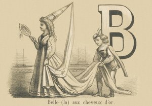 B: Vacker (den) med gyllene hår av French School