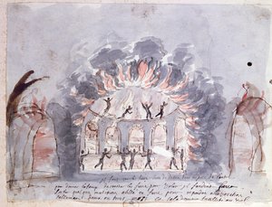 Balettscen, föreställande furierna, sent 1600-tal (wc på papper) av French School