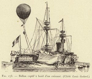 Ballong i fångenskap ombord på en kurass av French School