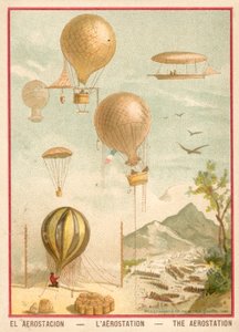 Ballongflygning (chromolitho) av French School